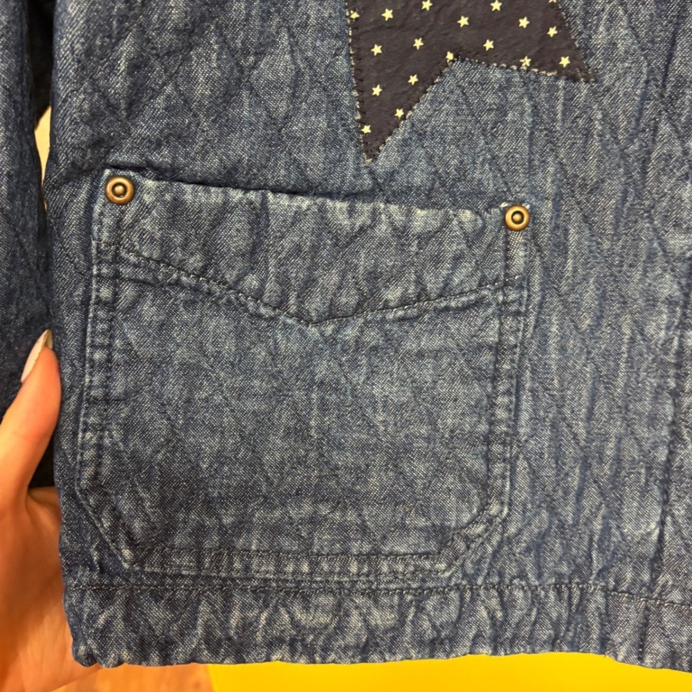 Haiks Vintage 90s Quilted Denim Americana Flag Star Jacket Corduroy Cottage S - Picture 8 of 10